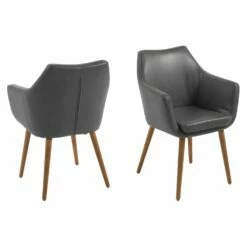 Nora Spisebordsstol, Lysegrå/læder