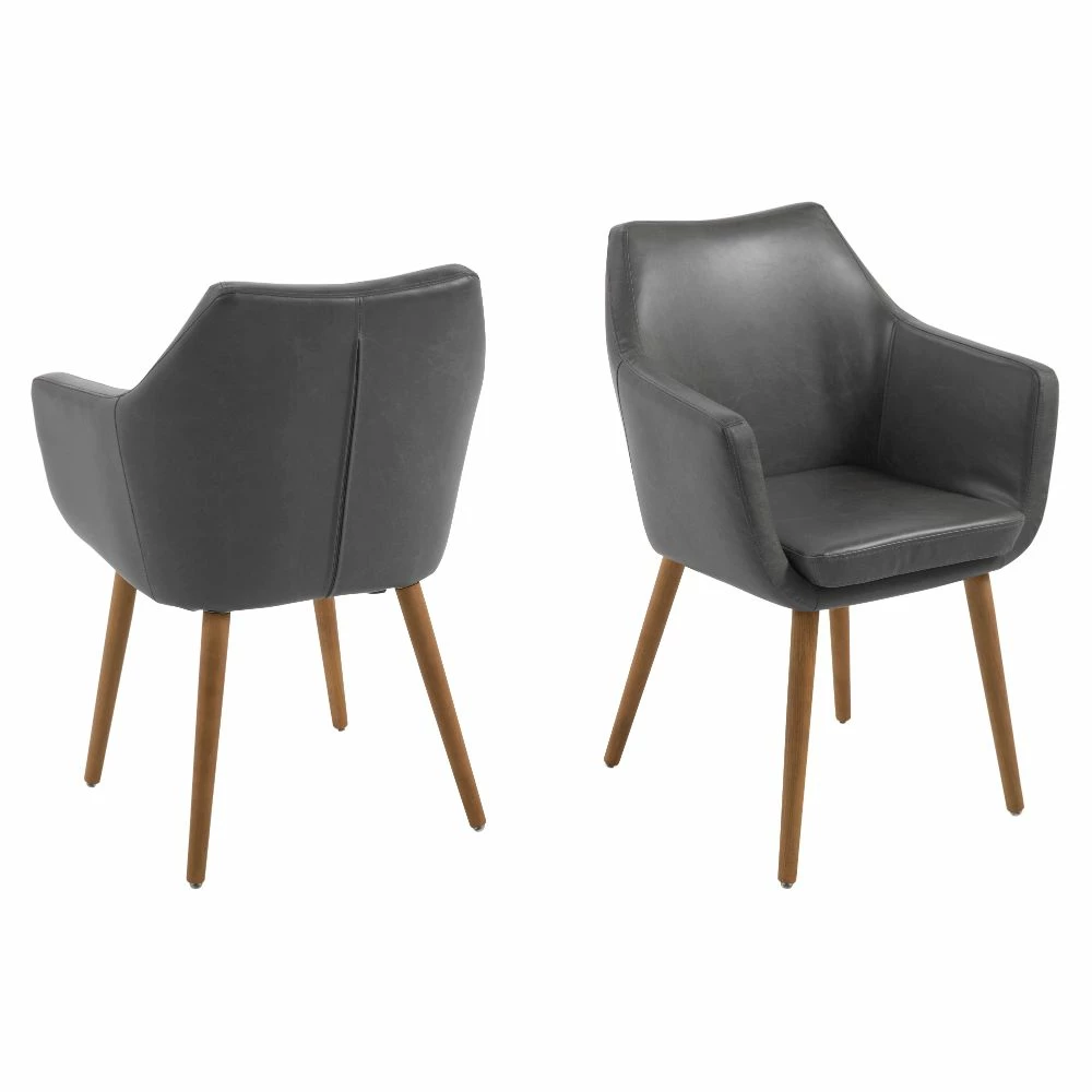 Nora Spisebordsstol, Lysegrå/læder 3 Nora Spisebordsstol, Lysegrå/læder