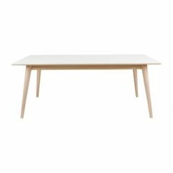 Copenhagen Spisebord – Spisebord I Hvid Med Natur Ben (195/285×90)