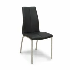 Alina Spisebordsstol, Sort Læderlook M. Krom Stel