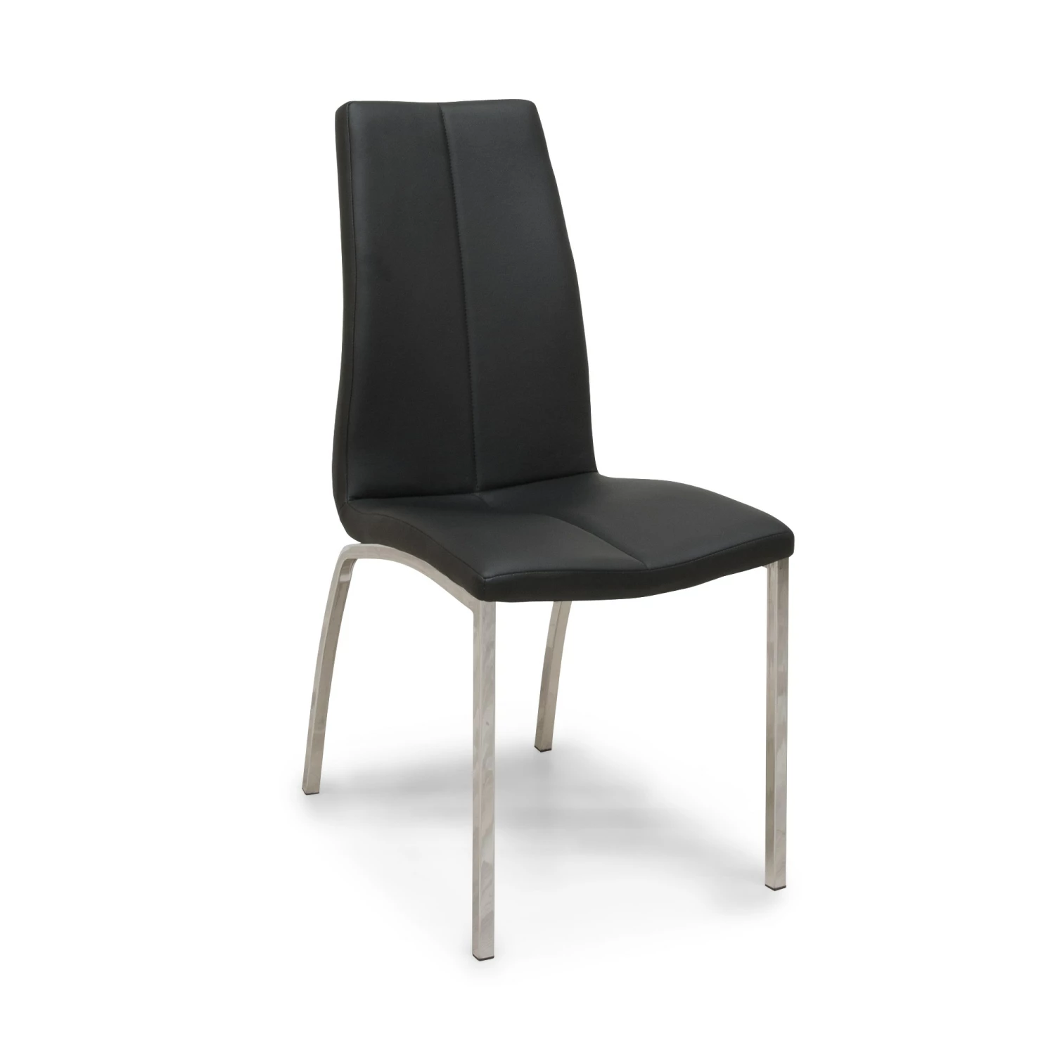 Alina Spisebordsstol, Sort Læderlook M. Krom Stel 3 Alina Spisebordsstol, Sort Læderlook M. Krom Stel