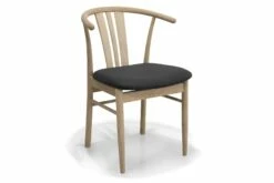 Barbara Spisesbordsstol, Ubehandlet Egetræ M. Sort Lædersæde