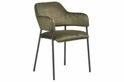 Bresso Spisesbordsstol, Grøn Velour M. Sort Metalstel