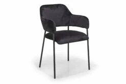 Bresso Spisesbordsstol, Sort Velour M. Sort Metalstel