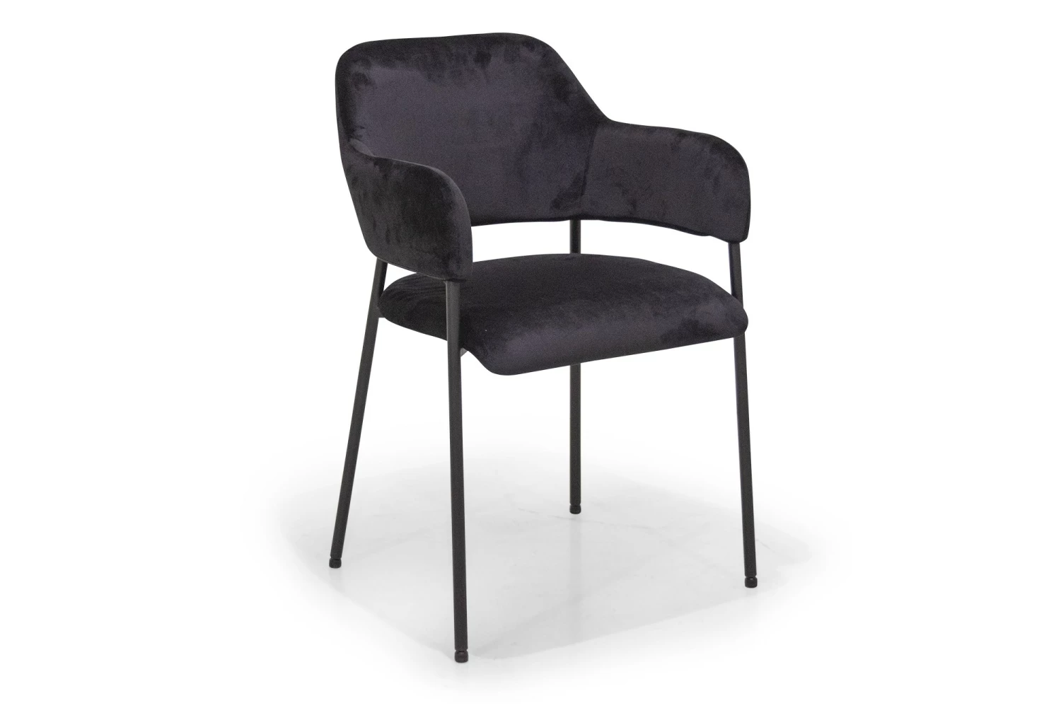 Bresso Spisesbordsstol, Sort Velour M. Sort Metalstel 3 Bresso Spisesbordsstol, Sort Velour M. Sort Metalstel