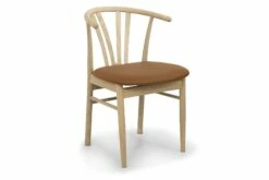 Devon Spisesbordsstol, Ubehandlet Egetræ M. Cognacfarvet Lædersæde