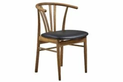 Devon Spisesbordsstol, Smoked Egetræ M. Sort Lædersæde