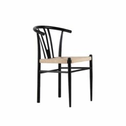 Flow Spisesbordsstol, Naturfarvet Flet Og Sort Metalstel