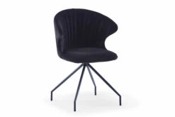 Rockdale Spisesbordsstol, Sort Velour Og Sort Metalstel