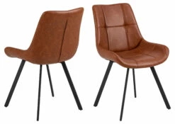 Warren Spisesbordsstol, Cognac Pu Og Sort Stel