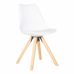 Enna Spisesbordsstol, Hvid M. Naturfarvet Træben