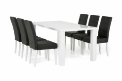 Cibus Spisebordssæt M. 6 Viktor Stole (Sort Pu), Hvid