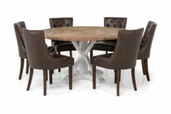 Lyon Spisebordssæt M. 6 Tuva Stole (Brun), Elmetræ