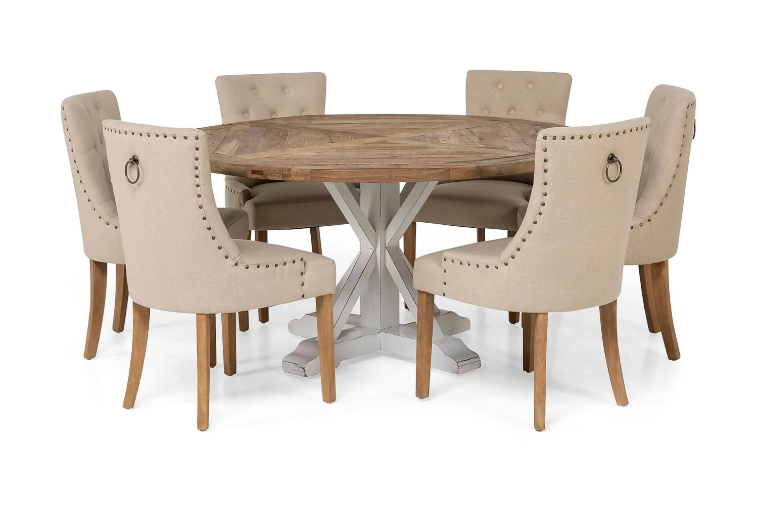 Lyon Spisebordssæt M. 6 Viktoria Stole (Beige), Elmetræ 3 Lyon Spisebordssæt M. 6 Viktoria Stole (Beige), Elmetræ