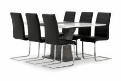 Azusa Spisebordssæt M. 6 Sorado Stole (Sort), Hvid/beton