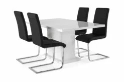 Ratliff Spisebordssæt M. 4 Cibus Stole (Sort Pu), Hvid