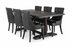 Dijon Spisebordssæt M. 6 Tuva Stole (Sort Pu), Brun