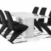 Ratliff Spisebordssæt M. 6 Zion Stole (Sort Kunstlæder), Hvid -møbel butik 9000663314