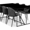 Indy Spisebordssæt Med 6 Felipe Stole (Grå Velour), Sort 2 Indy Spisebordssæt Med 6 Felipe Stole (Grå Velour), Sort -møbel butik 9000694522