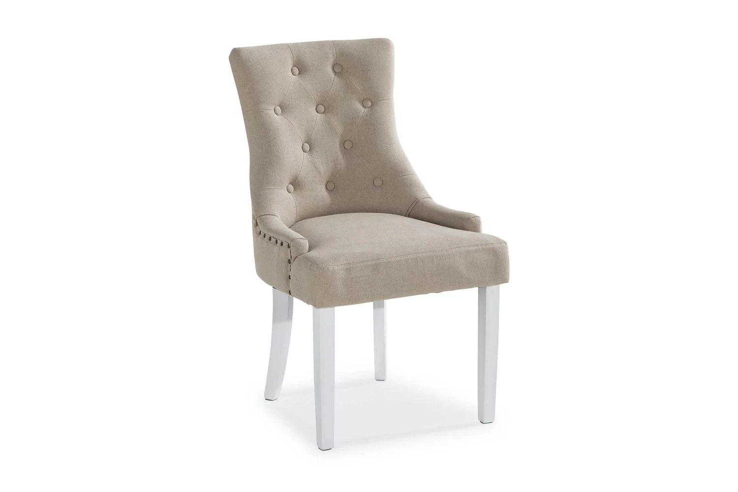 Viktoria Spisebordsstol, Beige M. Hvide Ben 3 Viktoria Spisebordsstol, Beige M. Hvide Ben