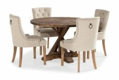 Lyon Spisebordssæt M. 4 Viktoria Spisebordsstole (Beige), Træfarvet